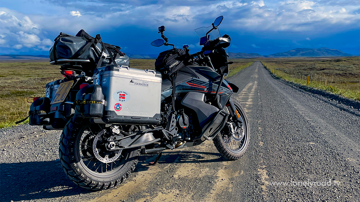 KTM 890 Adventure motorcycle loaded with luggage