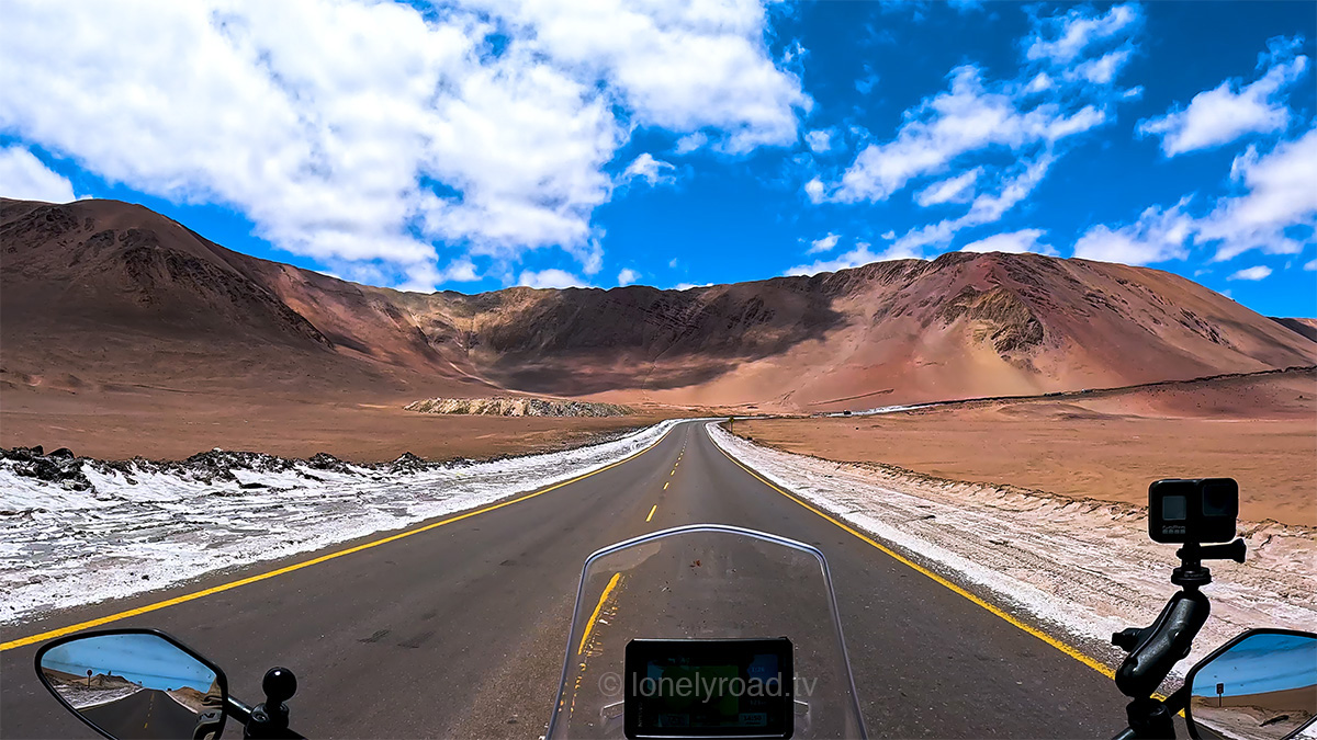 A view of the road leading to some coastal mountains